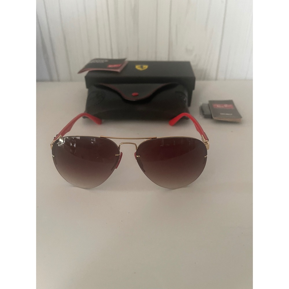 Ray-Ban Scuderia Ferrari Aviator Sunglasses Gold Red Carbon Fiber RB3602-M